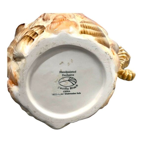 Pacific Rim Undersea Ceramic Pitcher Seahorse Starfish Sea Shells 2qt Nautical - Picture 3 of 6